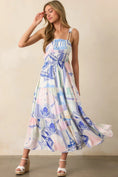 Load image into Gallery viewer, Adair Passport Print Blue Midi Dress - The Posh Loft