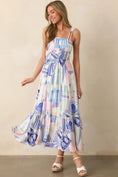 Load image into Gallery viewer, Adair Passport Print Blue Midi Dress - The Posh Loft