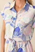 Load image into Gallery viewer, Allie Passport Print Blue Romper - The Posh Loft