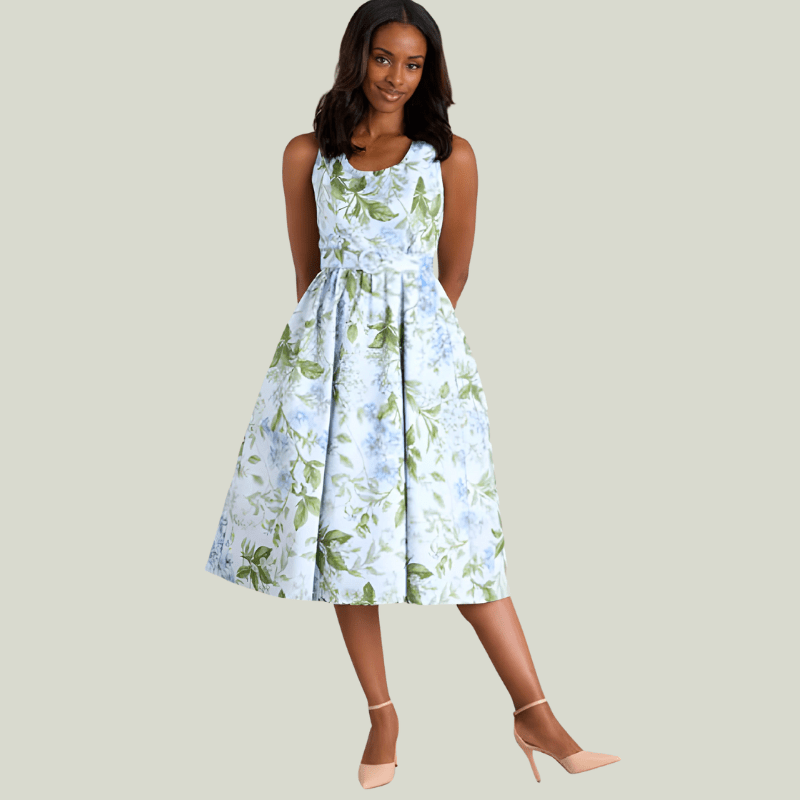Ava Midi Dress S / Blue Lilacs Botanical Print Ava Midi Dress S / Blue Lilacs Botanical Print