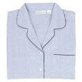Load image into Gallery viewer, Blue Seersucker Short Sleeve Pajamas with Capri Pant - The Posh Loft