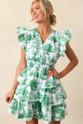 Load image into Gallery viewer, Bridget Eden Green Toile Cotton Ruffle Mini Dress - The Posh Loft