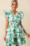 Load image into Gallery viewer, Bridget Eden Green Toile Cotton Ruffle Mini Dress - The Posh Loft