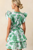 Load image into Gallery viewer, Bridget Eden Green Toile Cotton Ruffle Mini Dress - The Posh Loft