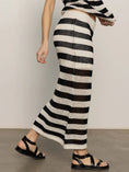 Load image into Gallery viewer, Crochet Sweater Skirt Black Chalk Stripe - The Posh Loft
