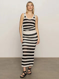 Load image into Gallery viewer, Crochet Sweater Skirt Black Chalk Stripe - The Posh Loft