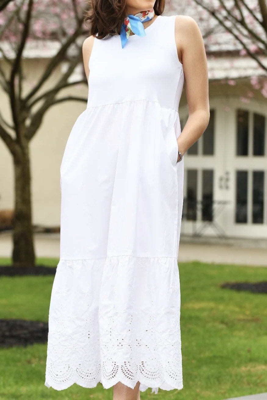 Elliott Lauren Eyelet Dress Women's Dress White : MD Elliott Lauren Eyelet Dress Women's Dress White : MD