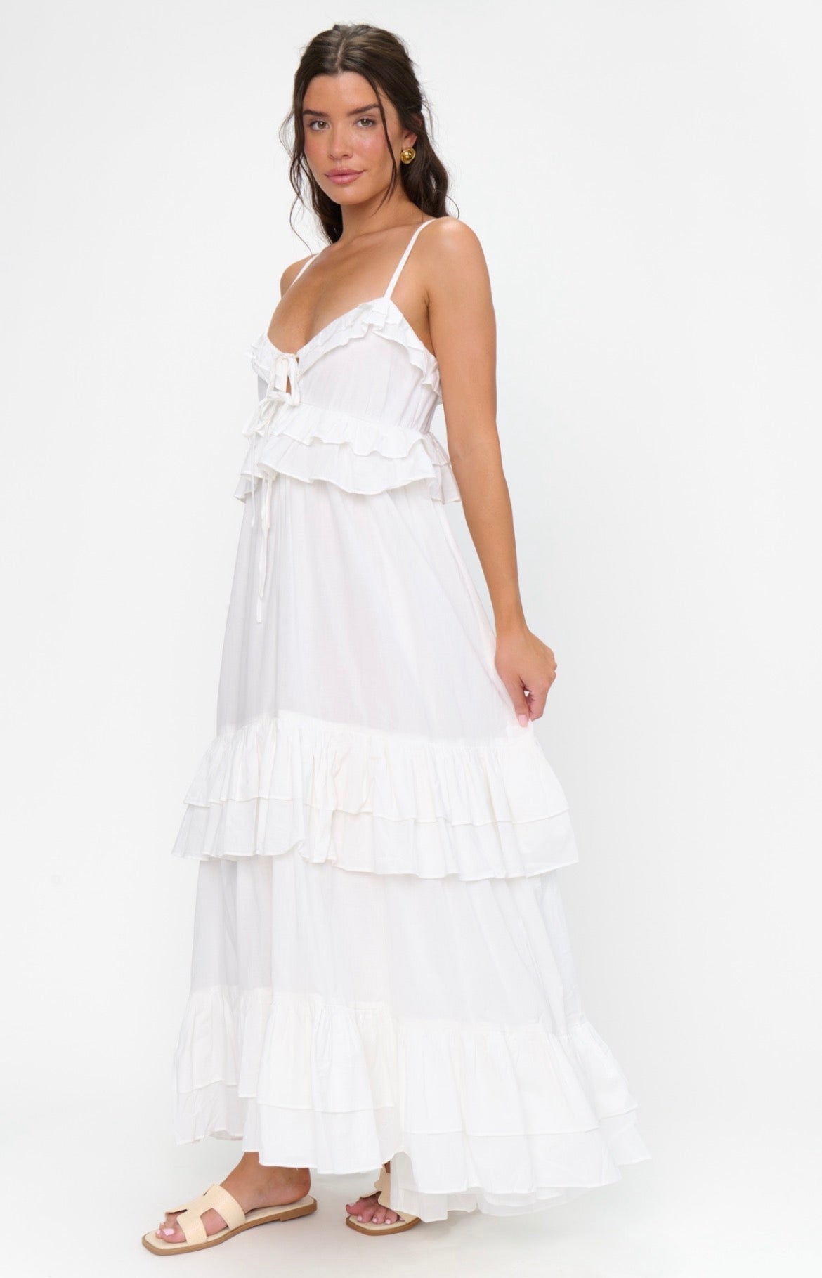 loft maxi dress Freya Dress, in White Voile, Size: Medium A modest new addition Size:STANDARD live_product High Waisted Wide Leg
