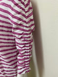 Load image into Gallery viewer, Fuchsia Stripe Cotton Ruched Sleeve Tee - The Posh Loft
