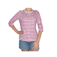Load image into Gallery viewer, Fuchsia Stripe Cotton Ruched Sleeve Tee - The Posh Loft