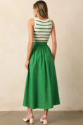 Load image into Gallery viewer, Greer Eden Green Stripe Cotton Midi Dress - The Posh Loft