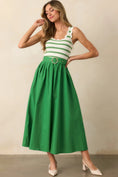 Load image into Gallery viewer, Greer Eden Green Stripe Cotton Midi Dress - The Posh Loft