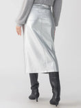 Load image into Gallery viewer, Leather Like Midi Skirt Silver - The Posh Loft