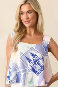 Load image into Gallery viewer, Lola Passport Print Blue Crop Top - The Posh Loft