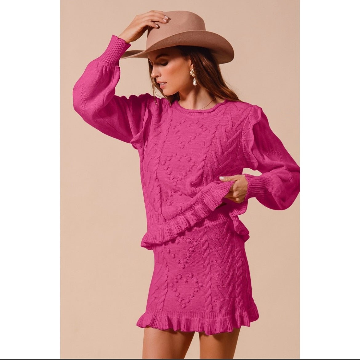 Heart Cable Knit Set – The Posh Loft 