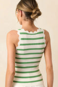 Load image into Gallery viewer, Shay Eden Green Stripe Scallop Tank - The Posh Loft