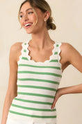 Load image into Gallery viewer, Shay Eden Green Stripe Scallop Tank - The Posh Loft