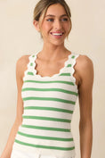 Load image into Gallery viewer, Shay Eden Green Stripe Scallop Tank - The Posh Loft