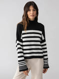 Load image into Gallery viewer, Stay Cozy Sweater Black Chalk Stripe - The Posh Loft