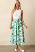 Load image into Gallery viewer, Thena Eden Green Toile Belted Midi Skirt - The Posh Loft
