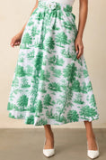 Load image into Gallery viewer, Thena Eden Green Toile Belted Midi Skirt - The Posh Loft