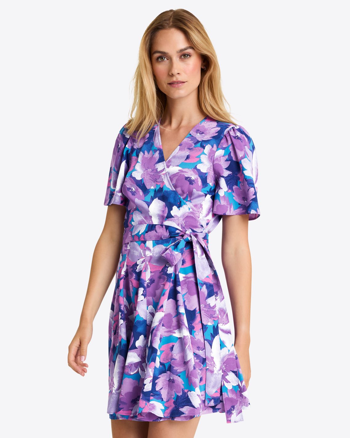 Wendy Wrap Dress Purple Watercolor Floral / 6