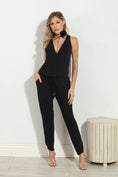 Load image into Gallery viewer, Black Shirred Ankle Stretch Jumpsuit - The Posh Loft
