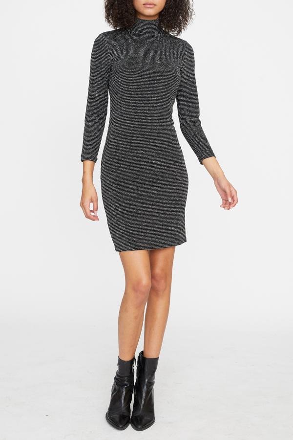 loft sweater dress Sanctuary Womens Mock Neck Metallic Midi Dress Black S