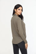 Load image into Gallery viewer, Olive Cupro Draped Surplice Top - The Posh Loft