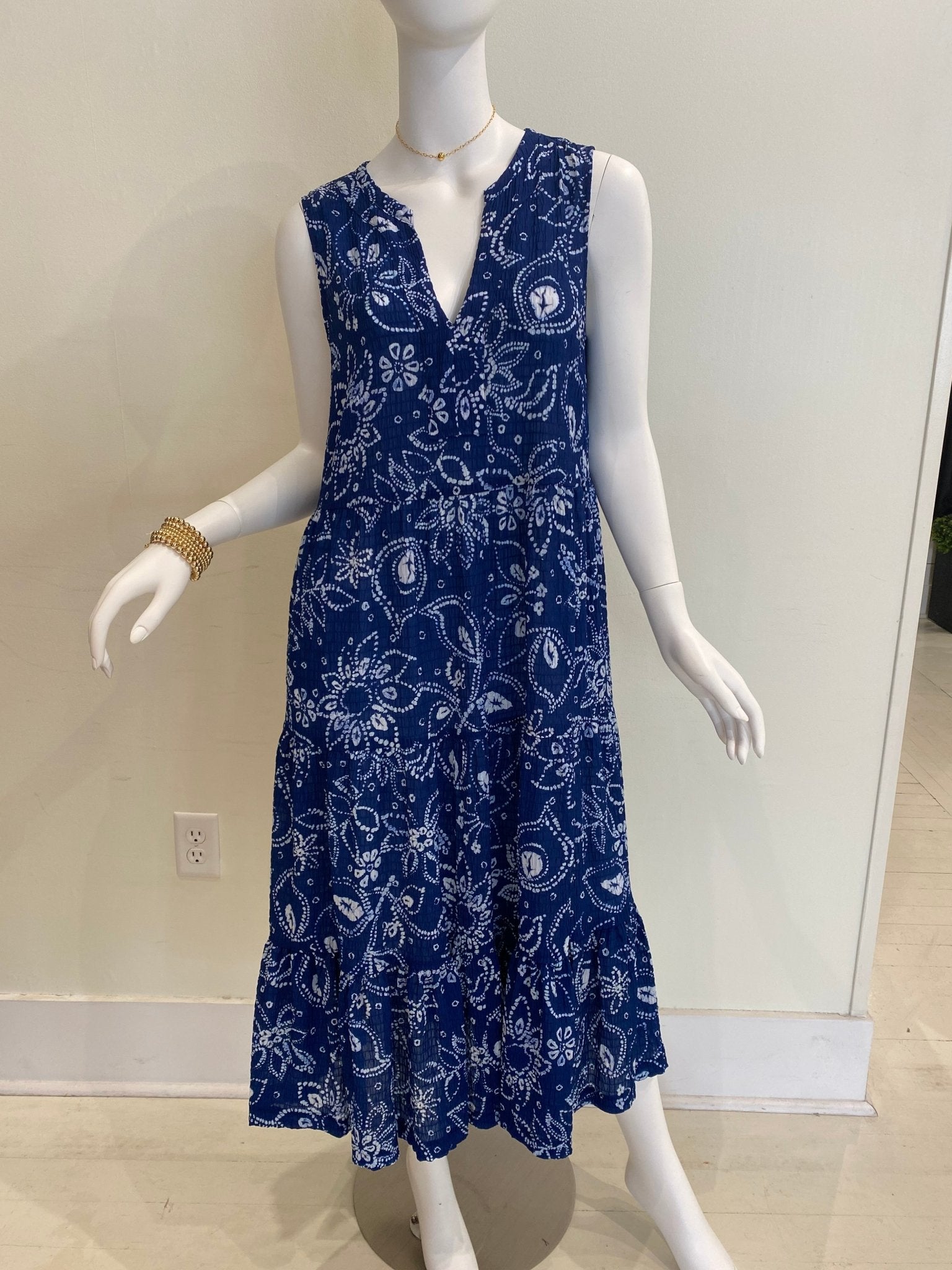 Tiered Maxi Dress L / Indigo