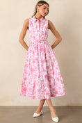 Load image into Gallery viewer, Cara La France Dianthus Pink Floral Cotton Maxi Dress
