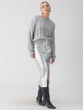 Load image into Gallery viewer, Leather Like Midi Skirt Silver
