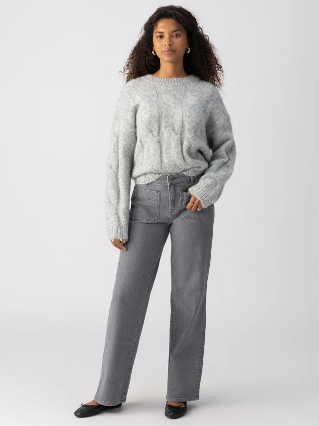 Cozy Cable Crew Sweater Heather Ash