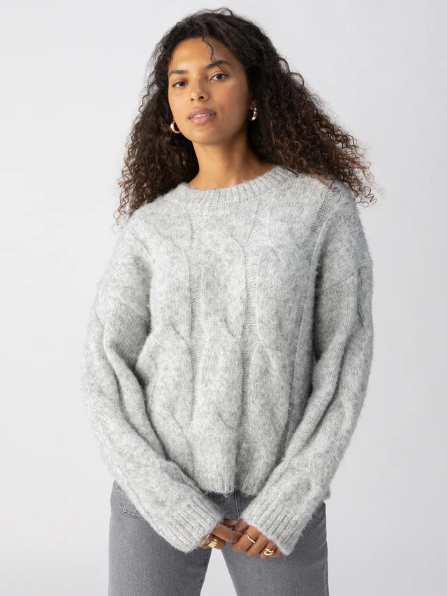 Cozy Cable Crew Sweater Heather Ash