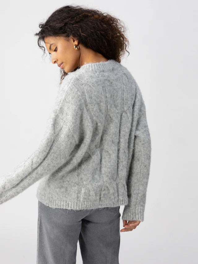 Cozy Cable Crew Sweater Heather Ash