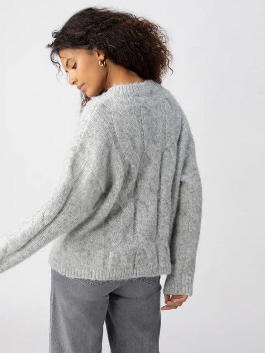 Cozy Cable Crew Sweater Heather Ash