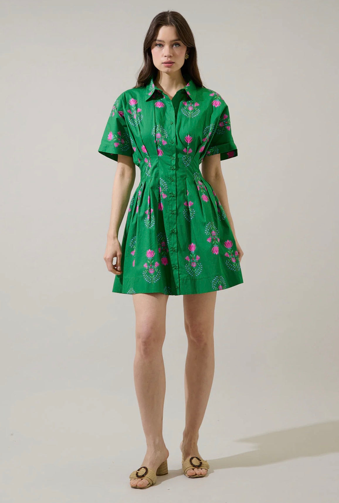 Alix Button Down Mini Dress Saura Floral