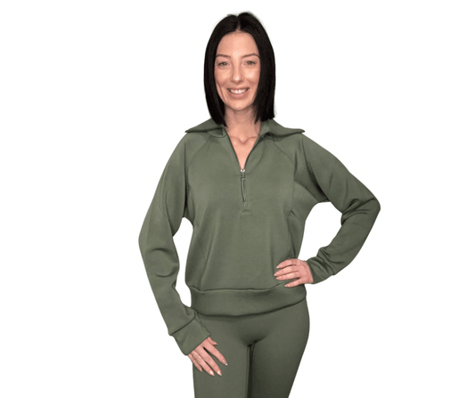 AirEssentials Half Zip in Eucalyptus - The Posh Loft