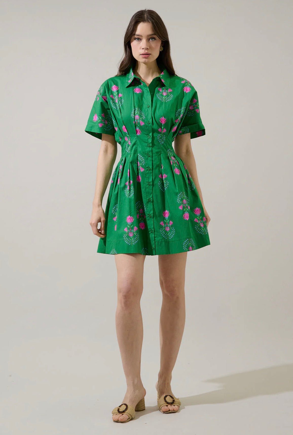 Alix Button Down Mini Dress Saura Floral - The Posh Loft