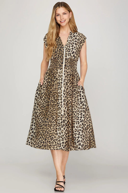 Animal Printed Midi Dress - The Posh Loft