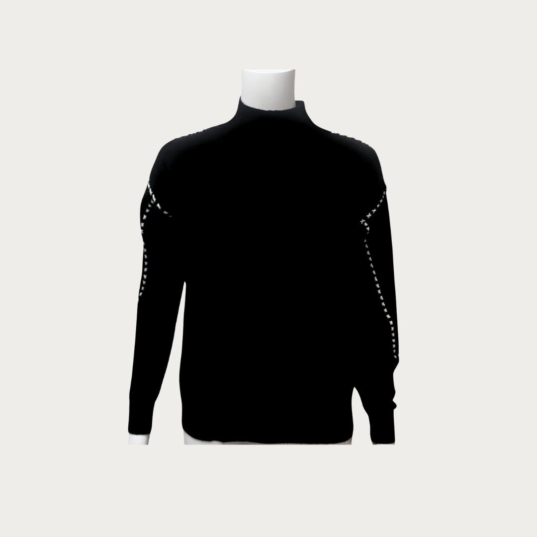 Black Whipstitch Turtleneck Sweater - The Posh Loft