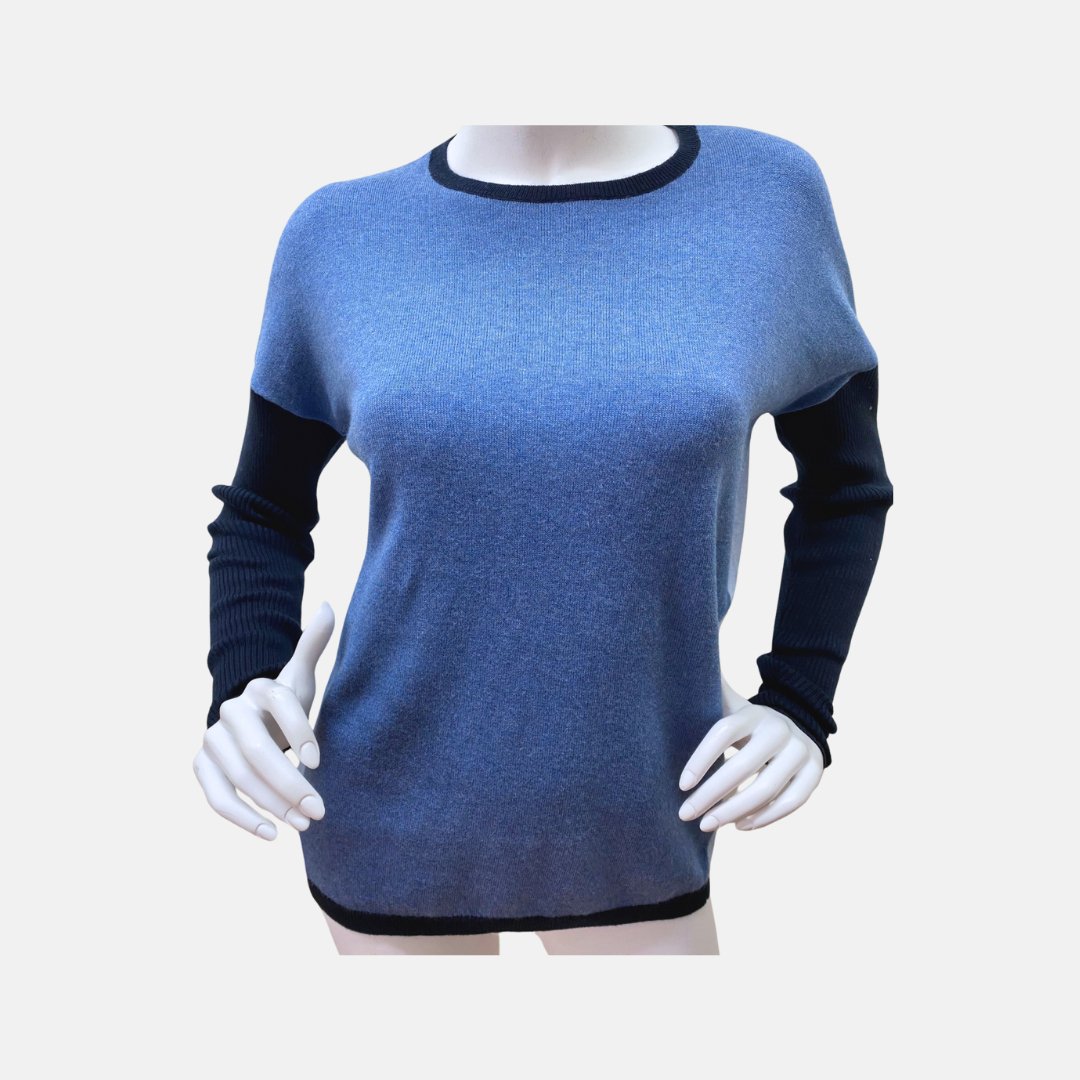 Blue Color Block Sweater - The Posh Loft