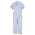 Load image into Gallery viewer, Blue Seersucker Short Sleeve Pajamas with Capri Pant - The Posh Loft
