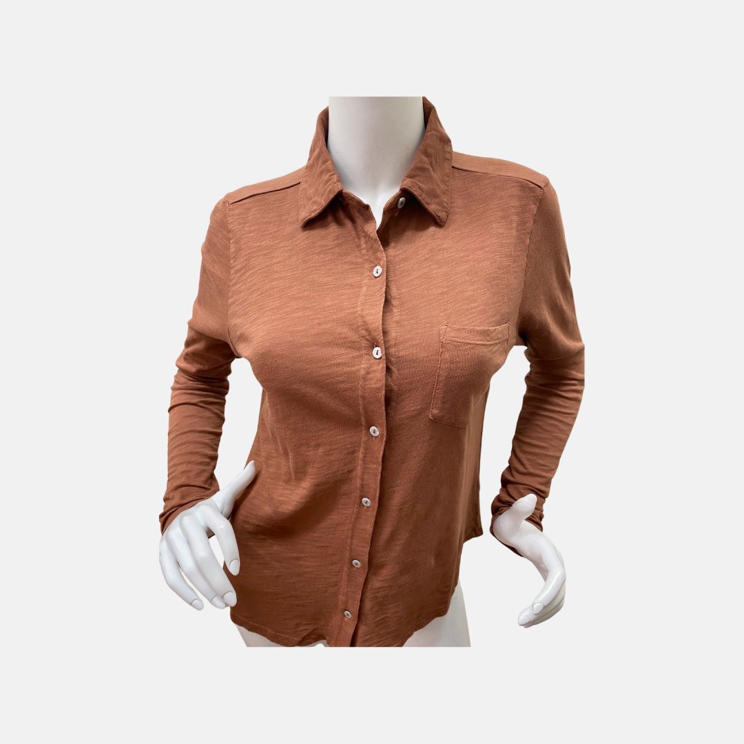 Button Front Long Sleeve Blouse - The Posh Loft