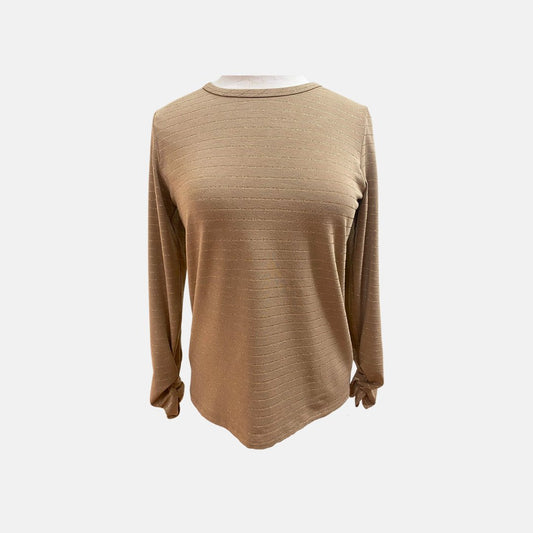 Camel Metallic Stripe Top - The Posh Loft