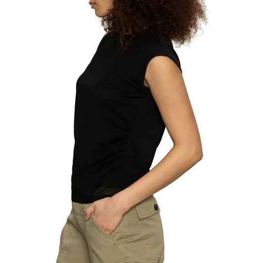 Charisma Dolman Mesh Tee Black - The Posh Loft