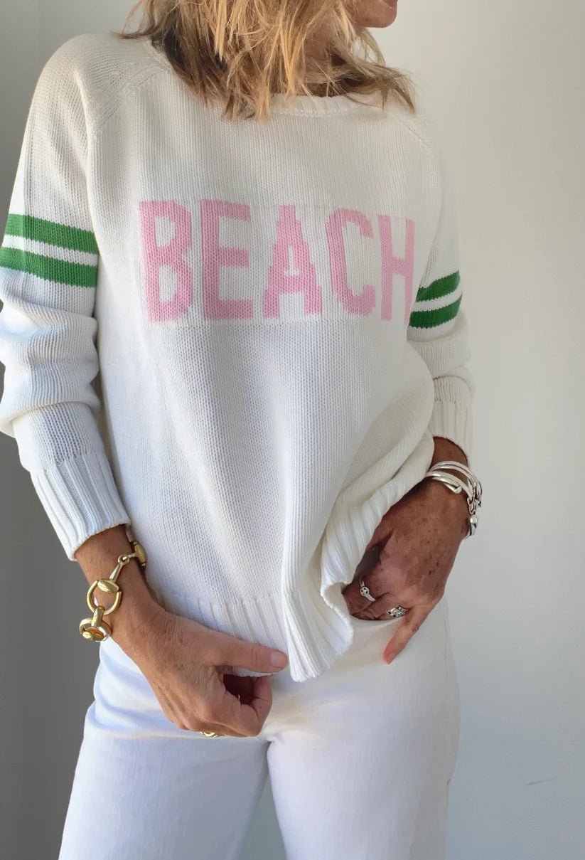 Chunky Campus Varsity BEACH Sweater - The Posh Loft