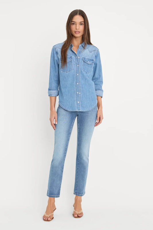 Dolly Slim Fit Denim Shirt Light Blue - The Posh Loft