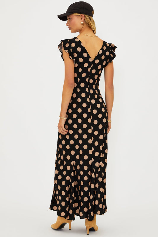 Elodie Dress in Midnight Polka Dot - The Posh Loft