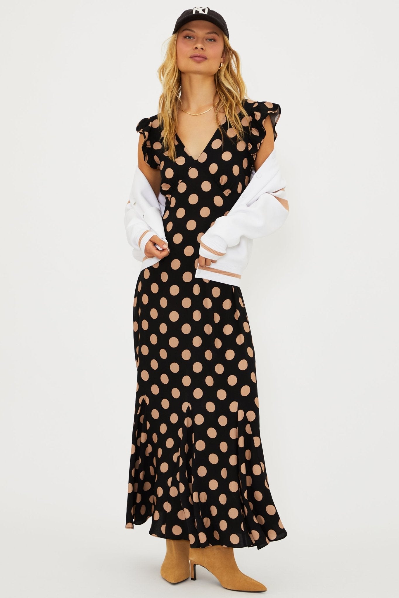 Elodie Dress in Midnight Polka Dot - The Posh Loft
